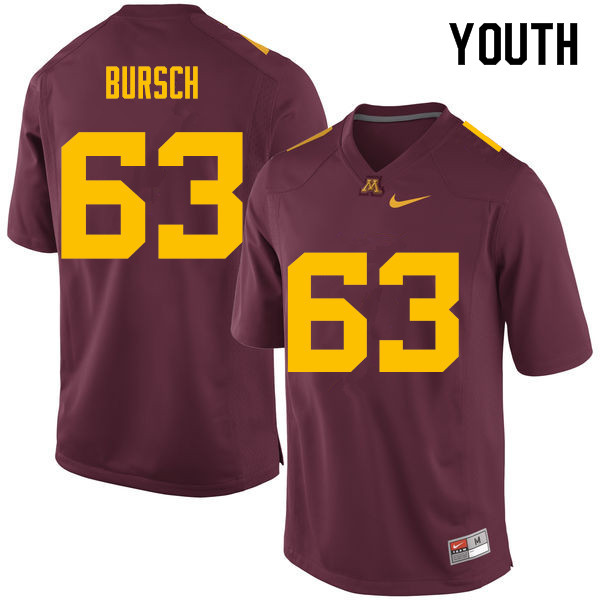 Youth #63 Nathan Bursch Minnesota Golden Gophers College Football Jerseys Sale-Maroon